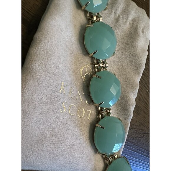 Kendra Scott Cassie Bracelet Faceted Gumdrop Round Statement Chalcedony Gold - Picture 3 of 4